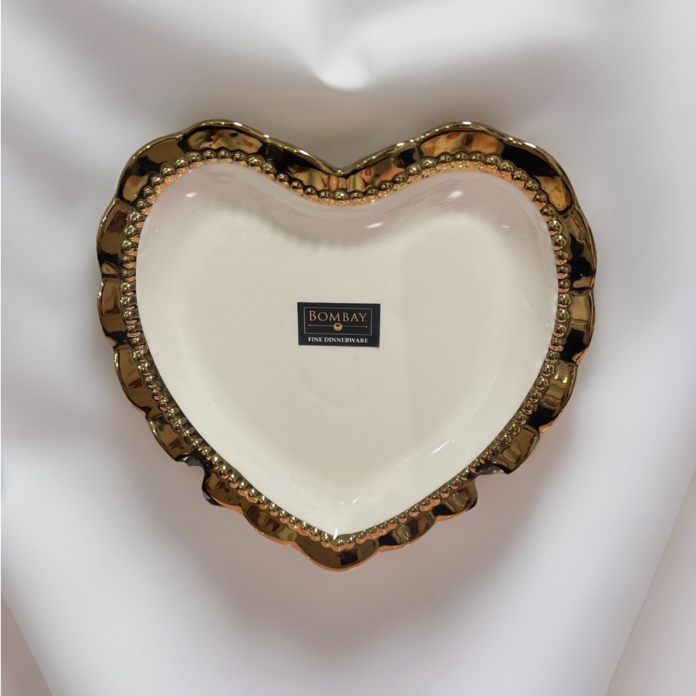 Bombay Gold and Cream Heart Serveware desert plates (set of 2)